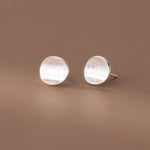 Sterling Silver Frosted Round Stud Earrings for Women - Wedding