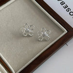 Sterling Silver Irregular Flower Earrings for Women - Wedding Vintage