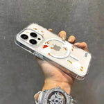 Clear Transparent Magnrtic Cover for Samsung Galaxy S25 S24 S23 S22 Ultra Plus S21 FE Cute Four Duck Wireless Charge Phone Cases