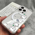 Work Dog Magnetic Phone Case For iPhone 16 17 Air 16e 15 11 12 14 13 Pro Max Mini XS 7 8 Plus Transparent Cartoon Animal Cover