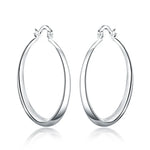 Sterling Silver 40mm Smooth Round Hoop Earrings for Women - Wedding