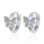 Sterling Silver Rainbow Butterfly Zircon Ring Earrings for Women