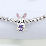 925 Sterling Silver Easter Bunny Egg Charm Bead