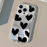 Black Heart Phone Case For iPhone 17 16 15 14 13 12 11 Pro Max 16e 17e XR X XS Max 7 8 Plus Make Up Mirror Shockproof Soft Cover