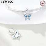 925 Sterling Silver Blue Butterfly Charm Bead for Bracelet