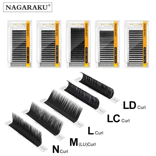 NAGARAKU Synthetic Mink Individual Eyelash Extension 16 Lines N M L LC LD Curl 7-15mm Mix High-Quality Fake Lashes
