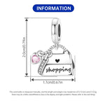925 Sterling Silver I Love Shopping Charm Bead for Bracelet