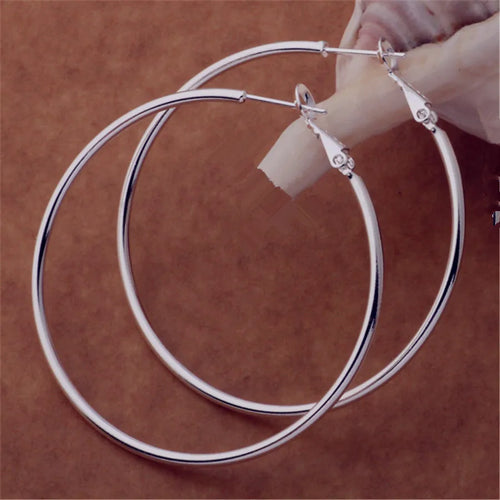 Sterling Silver 5-8cm Big Round Hoop Earrings for Women - Wedding