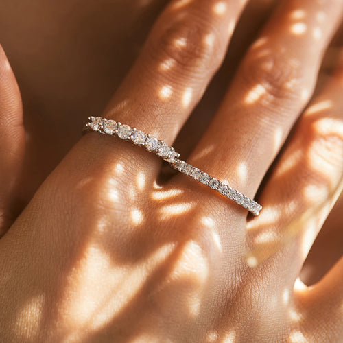D Colour Stacking Moissanite Eternity Ring | 925 Sterling Silver