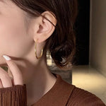 Sterling Silver Gold Ellipse Hoop Earrings for Women - Wedding Gift