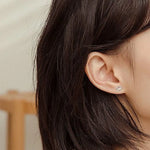 Sterling Silver Hollow Lotus Flower Stud Earrings for Women
