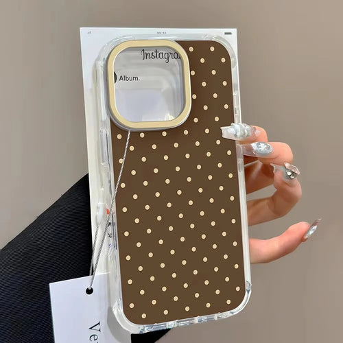 Fashionable Retro White Polka Dots Design Phone Case for iPhone 17 16 15 14 13 12 11 Pro Max XS X 7 8 Plus SE 2022 16E TPU Cover