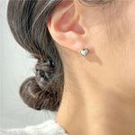 Sterling Silver Small Heart Stud Earrings for Women - Gift