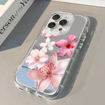 Pink Lily Peony Pattern Phone Case For iPhone 17 16 15 14 13 12 11 Pro Max 7 8 Plus XR X XS Max 16E Fashion Mirror Back Cover