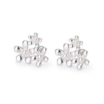Sterling Silver Three Flowers Stud Earrings for Women - Elegant