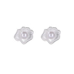 Sterling Silver Flower Pearl Earrings for Women - Vintage Wedding