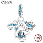 925 Sterling Silver 1-12 Month Birthstone Charm Bead