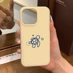 Cute Blue Line Turtle Phone Case For Samsung Galaxy S26 S24 S25 FE S23 S22 Ultra Plus A57 A56 A55 A37 A36 A35 A26 A17 A16 Cover