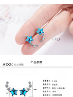 925 Sterling Silver Blue Star Crystal Stud Earrings for Women