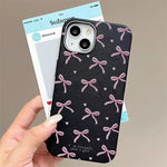 Black Bow Phone Case for Samsung Galaxy A15 A14 A55 A35 A53 A54 S25 S24 S23 Ultra S22 Plus S21 FE Shockproof Silicone Soft Cover