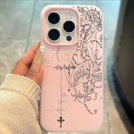 Angel Cross Line Drawing Phone Case For Samsung S25 FE S24 S23 S22 S21 Ultra Plus A56 A36 A26 A55 A35 A16 A15 A07 Soft Cover