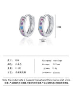925 Sterling Silver Rainbow Zircon Hoop Earrings for Women