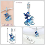 925 Sterling Silver Blue Betta Fish Ocean Pearl Charm Bead