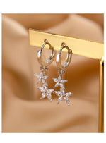 Sterling Silver Zircon Flower Earrings for Women - Wedding