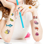 10Pcs Cartoon Temporary Tattoos for Hand Disposable Underwater World Crabs Dolphins Octopus Jellyfish Design Tattoos Sticker