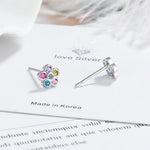 925 Sterling Silver Rainbow Zircon Stud Earrings for Women