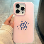Cute Blue Line Turtle Phone Case For Samsung Galaxy S26 S24 S25 FE S23 S22 Ultra Plus A57 A56 A55 A37 A36 A35 A26 A17 A16 Cover