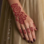 2pcs Reusable Henna Tattoo Stencils Flower Tattoo Template for Women Hand Fingers Painting Henna Stencil for Wedding Festival