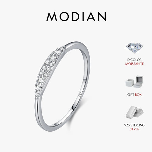 MODIAN D Color Moissanite Rings 925 Sterling Silver Classic Geometric Stackable Lab Diamond Finger Ring For Women Fine Jewelry