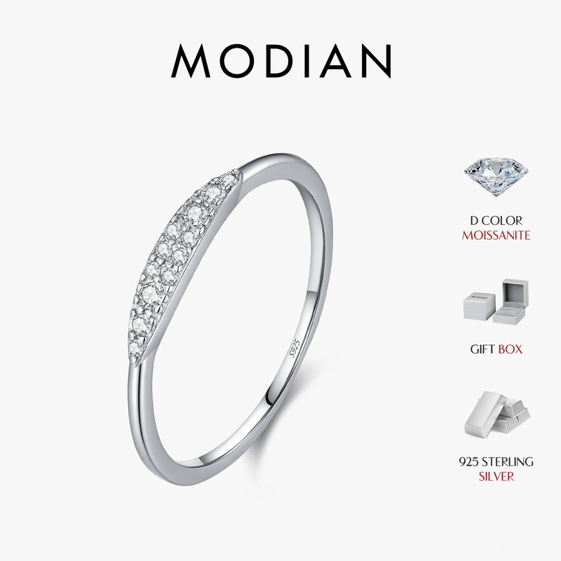 MODIAN D Color Moissanite Rings 925 Sterling Silver Classic Geometric Stackable Lab Diamond Finger Ring For Women Fine Jewelry