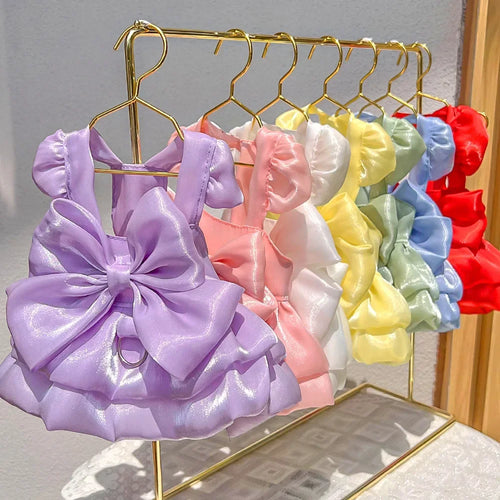 Solid Color Cat Dog Dresses with D-ring for Small Dogs Chihuahua Pomeranian Puppy Summer Pet Clothes  vestidos para perritas