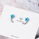 925 Sterling Silver Blue Star Crystal Stud Earrings for Women