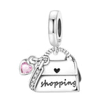 925 Sterling Silver I Love Shopping Charm Bead for Bracelet