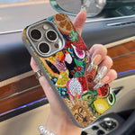 Fig-shaped Bead Embroidery Print Phone Case for iPhone 17 16 15 14 13 12 11 Pro Max XS XR 16e Cover Funda for iPhone 16 Pro Max