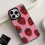 Adorable Korean-Style Strawberry Glossy Soft Phone Case  For iPhone 17 16 16e 15 14 13 12 11 Pro Max X XR XS 7 8 Plus SE2 Cover