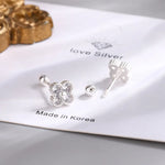 Sterling Silver Four Round Zircon Stud Earrings for Women - Elegant