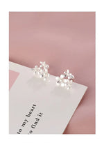Sterling Silver Three Flowers Stud Earrings for Women - Elegant