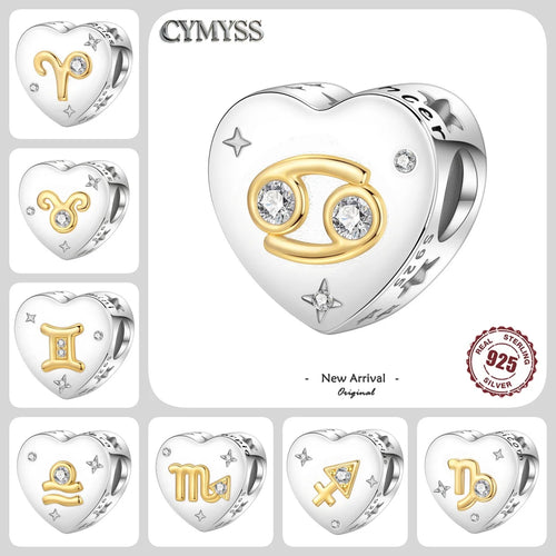925 Sterling Silver 12 Constellation Zodiac Charm Bead