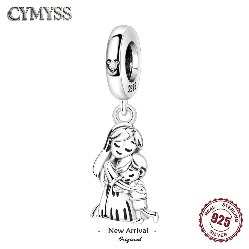 925 Sterling Silver Mother and Child Embrace Charm Bead