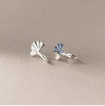 Sterling Silver Ginkgo Leaf Stud Earrings for Women