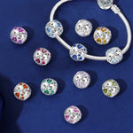 925 Sterling Silver Birthstone Heart Zircon Charm Bead
