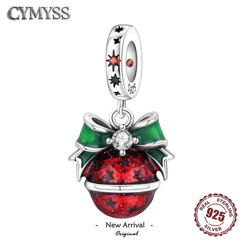 925 Sterling Silver Red Bell Festive Charm Bead