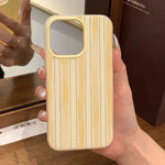 Stylish Yellow Striped Phone Case For iPhone 17 16 E 15 14 13 12 11 Pro XR x Max 7 8 Plus 17 Air Minimalist 2 in 1 Back Cover