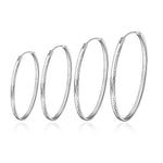 Sterling Silver 30-60mm Cut Hoop Earrings for Women