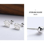 Sterling Silver Hollow Lotus Flower Stud Earrings for Women