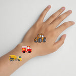 10 Sheets Excavator Vehicle Pattern Temporary Tattoos For Hand Body Engineering Crane, Cartoon Tattoos Stickers